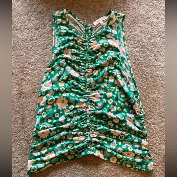 WAYF Floral Ruched Crop Top Size Large - Picture 4 of 5